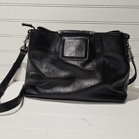 Patricia Nash Empoli Black Leather Satchel Crossbody Bag - Picture 3 of 14